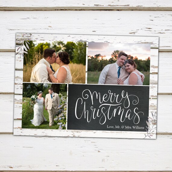 Printable Christmas Holiday Card, Photo Christmas Card, Collage, Merry Christmas, Personalized, Chalkboard, Rustic, Country, MB245 Il_570xn