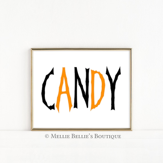 Printable Halloween Candy Sign, Halloween Carnival, Halloween Party Food Sign, Digital, Black Orange, Instant Download, Grab Some, MB479 Il_570xn