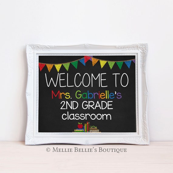 Printable Classroom Welcome Sign, Welcome Personalized, Chalkboard Sign