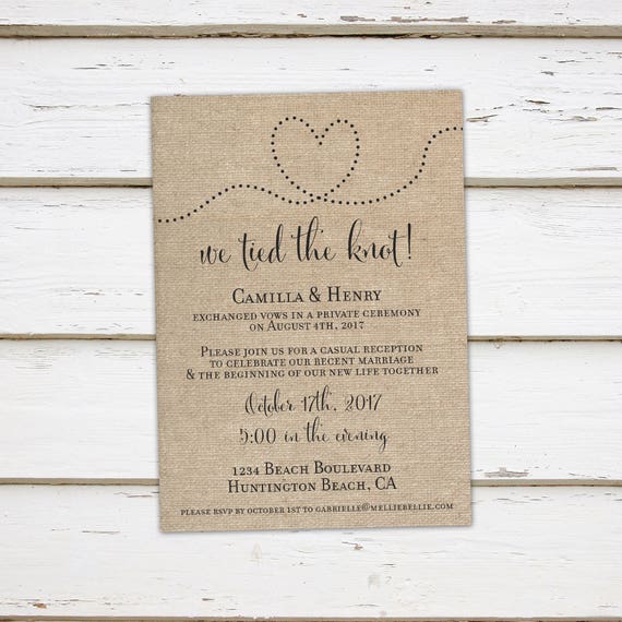 printable elopement reception invitation reception only already