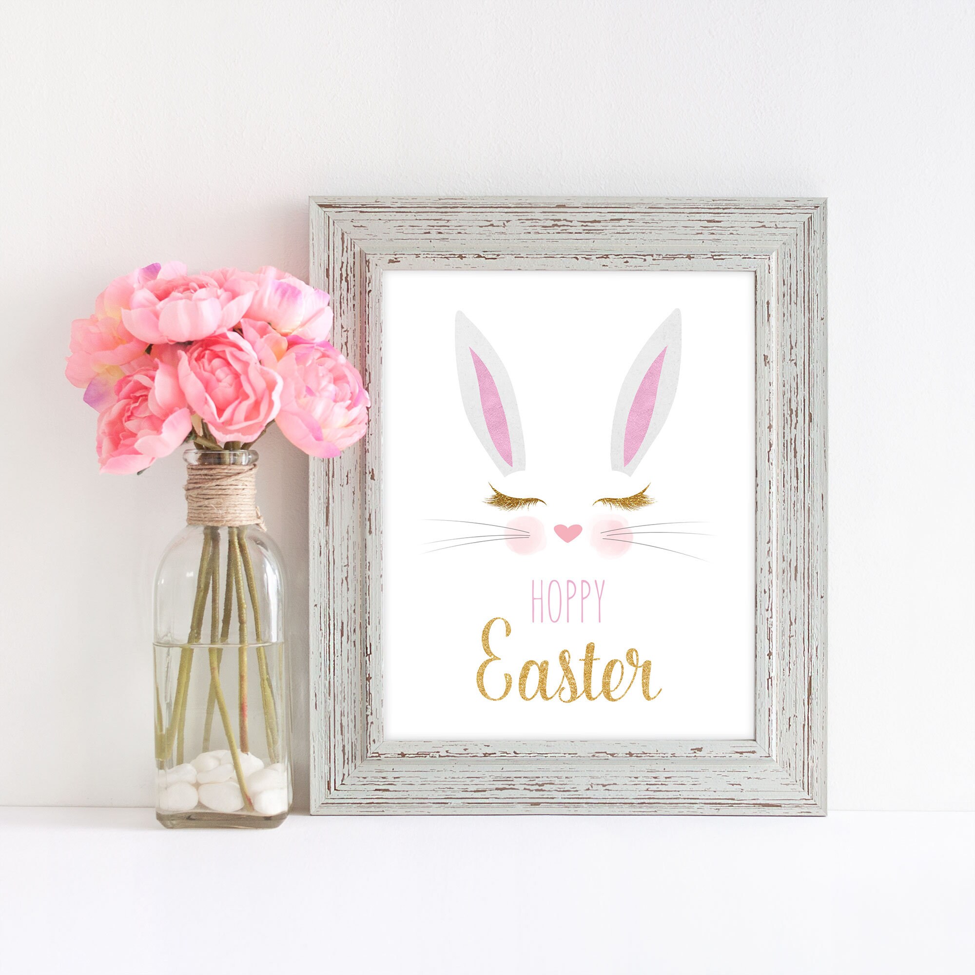 Printable Easter Wall Art Easter Home Decor Hoppy Easter Etsy