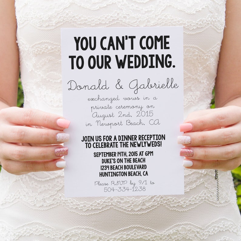 Printable Elopement Reception Invitation We Got Hitched You Etsy
