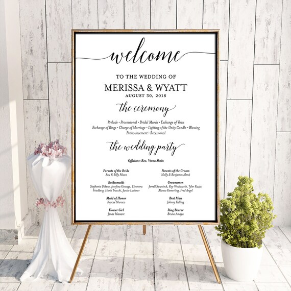 Printable Large Format Wedding Program Sign Simple Wedding Etsy