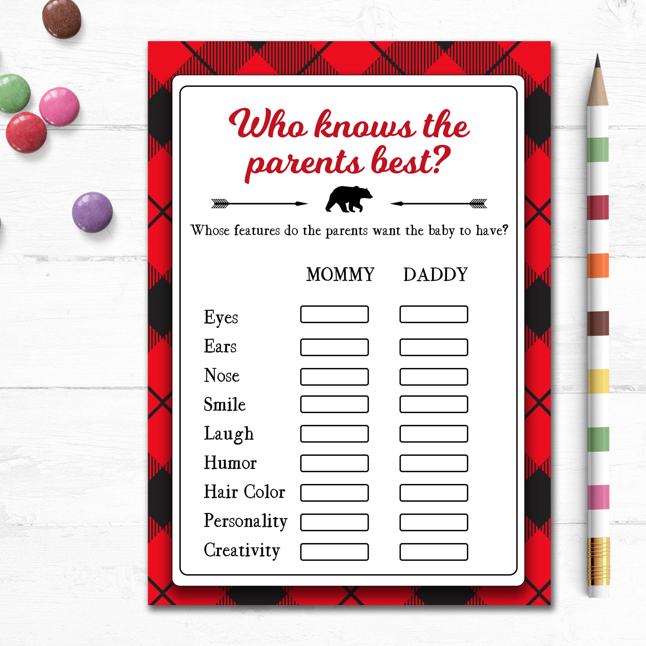 Printable Lumberjack Theme Baby Shower Game Who Knows Parents Best Printable Lumberjack Theme Baby Shower Game Who Knows Parents Best