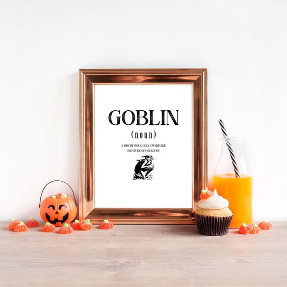 Printable Halloween Wall Art Goblin Definition Dictionary