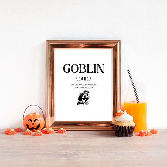 Printable Halloween Wall Art Goblin Definition Dictionary