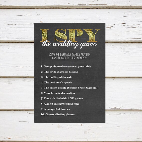 Printable Wedding Reception Game I Spy Wedding Game Disposable