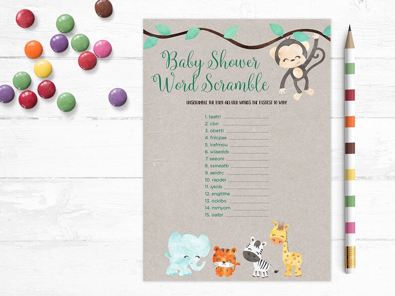 printable baby shower game word scramble unscramble words etsy