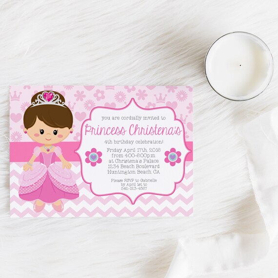 Printable Princess Birthday Party Invitation, Tiara, Castle, Royal Birthday Party, Girls Birthday, Tea Party, MB216 Il_570xn
