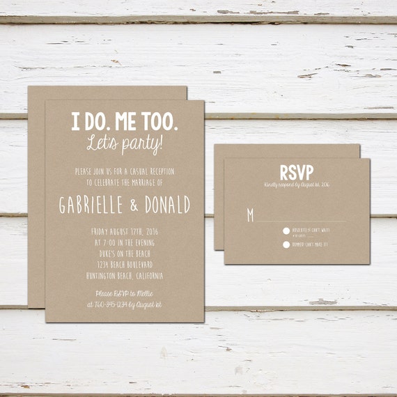 Printable Elopement Wedding Reception Suite, Mini Suite, Rustic, We Eloped, I Do Me Too, Already Married, Adult Only, RSVP, MB071 Il_570xn
