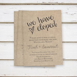 I do Me Too Lets Party Party BBQ PRINTED Elopement Reception Invitations Rustic Kraft MB071 Reception Only We Did Funny