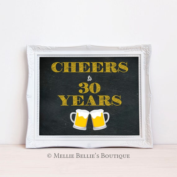 Printable Cheers to 30 Years Sign, Cheers & Beers, Toasting Mugs, 30th Birthday, Adults Birthday, Turning 30, 30 Years Old, MB311 Il_570xn