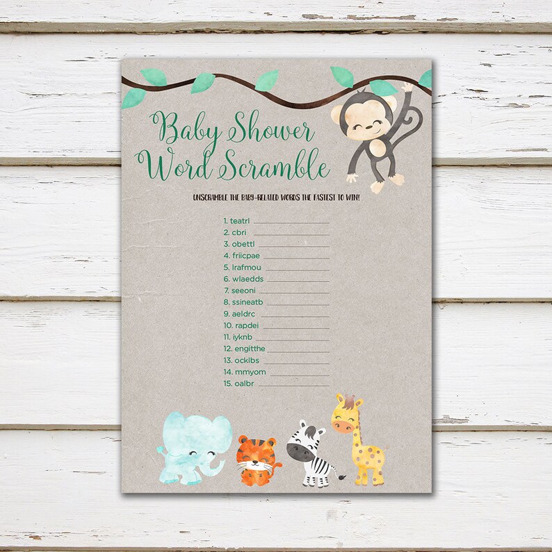 printable baby shower game word scramble unscramble words