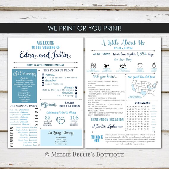 Fun Infographic Wedding Program Unique Wedding Program Fun