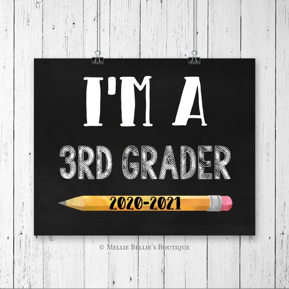Printable First Day of 3rd Grade Sign, First Day of School, 3rd Grade 2020, First Day 2020, Black and White Sign, Digital File, MB382 Il_570xn