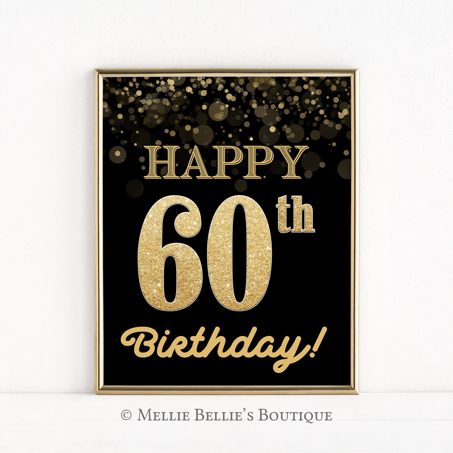 Printable Happy 60th Birthday Sign Gold Confetti Welcome | Etsy