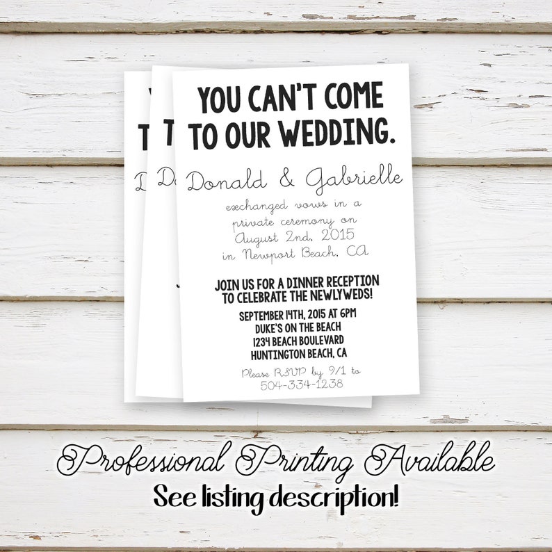 Printable Elopement Reception Invitation We Got Hitched You Etsy Printable Elopement Reception Invitation We Got Hitched You Etsy