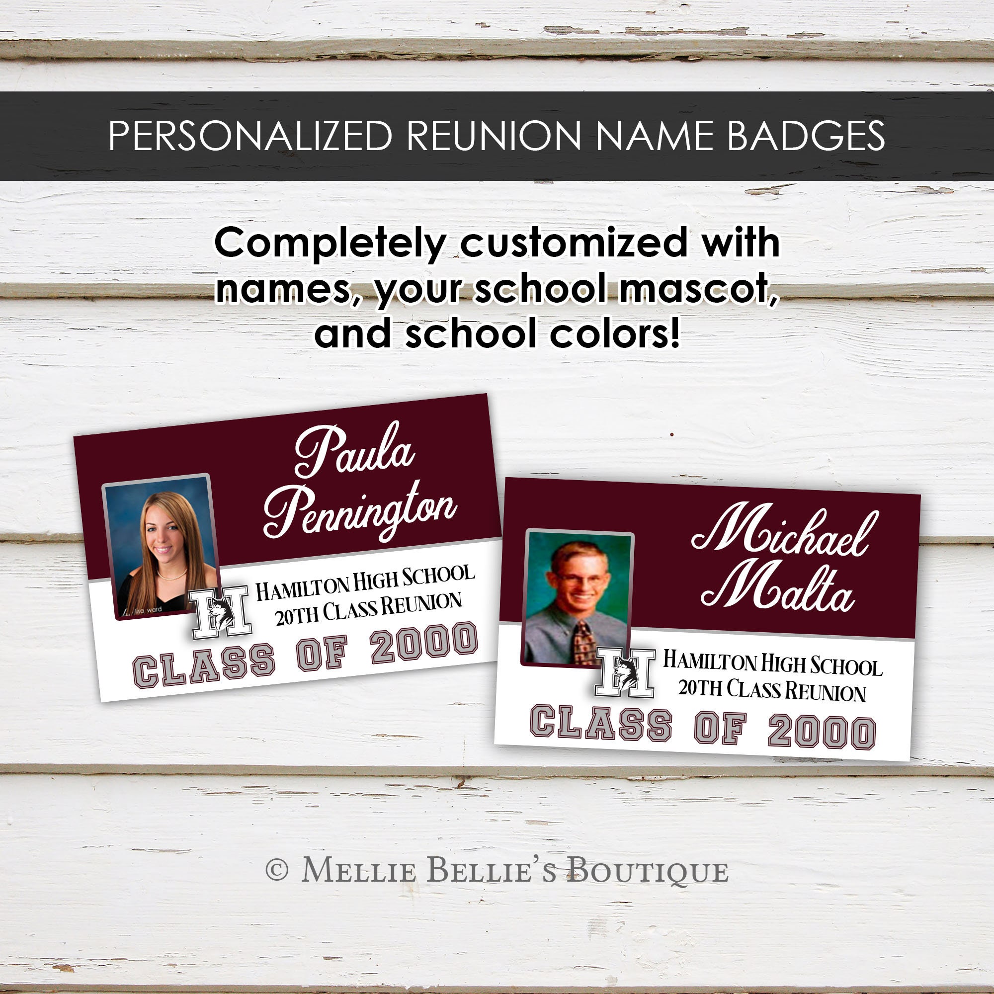 20th class reunion printable personalized name badges 20 year etsy