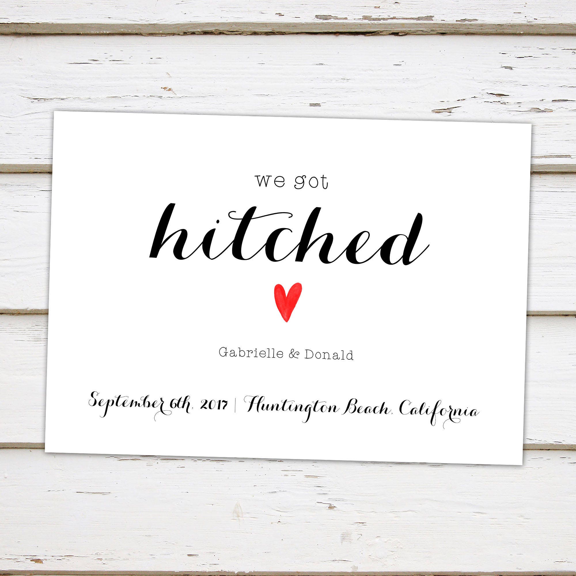 printable elopement announcement card we got hitched marriage marriage announcement cards