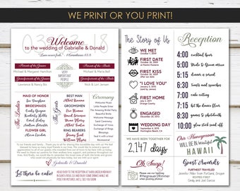 Fun Infographic Wedding Program, Unique Program, Fun Program, Modern Program, Printable or Printed, Entertaining, Fun Facts, Hashtag, MB235