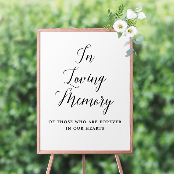 Printable In Loving Memory Wedding Sign Simple Wedding Black White Rustic Instant Download In Remembrance Digital Mb395 By Mellie Bellie S Boutique Catch My Party