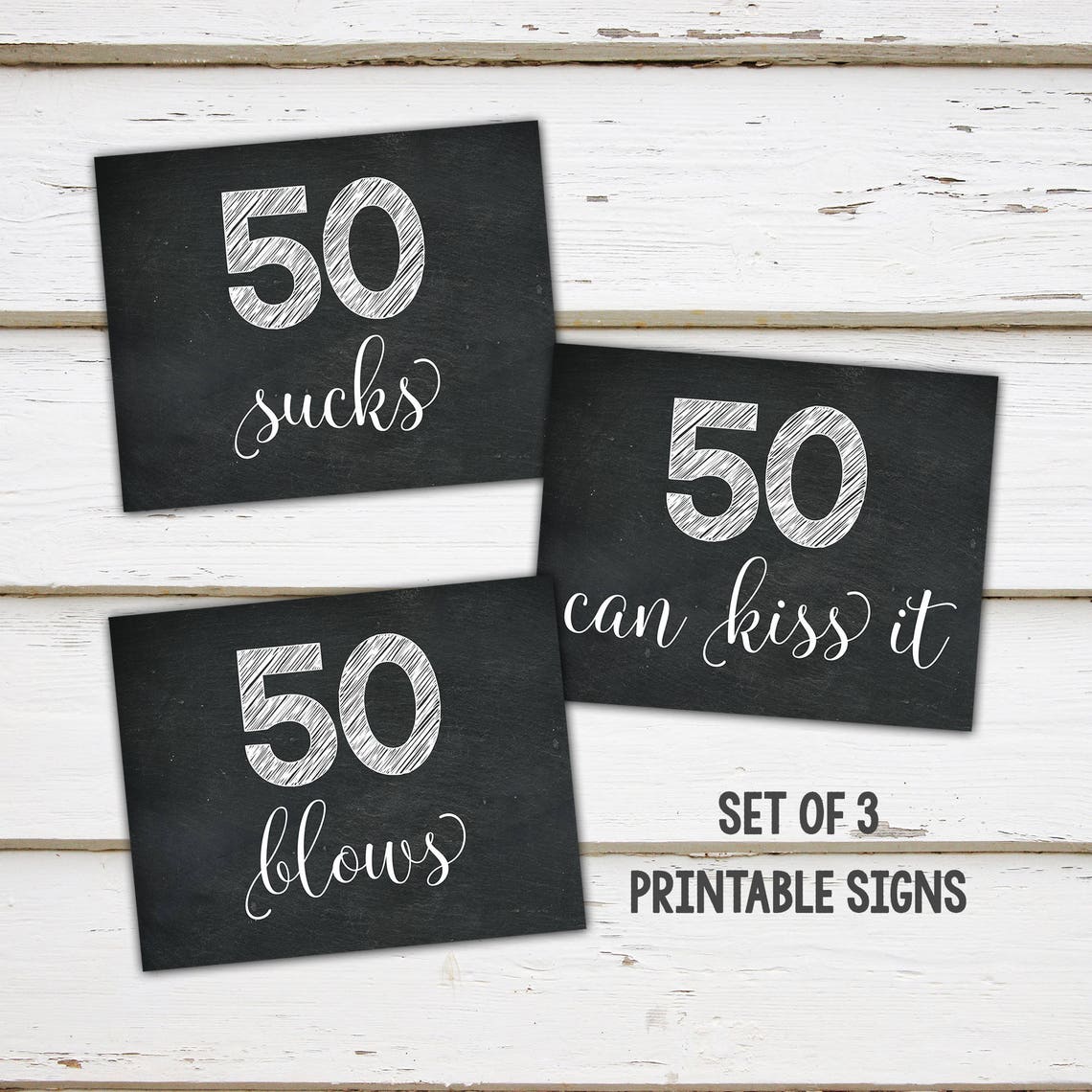 Printable 50th Birthday Party Decor Signs 50 Sucks 50 Blows | Etsy