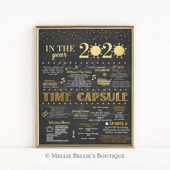 Printable The Year 2020 Time Capsule Sign, Fun Facts 2020, New Year Party Decor, What Happened 2020, First Birthday Time Capsule, MB018 Il_570xn