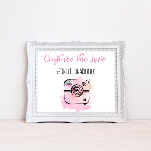 Printable Capture the Love Hashtag Sign, Instagram, Social Media, Wedding Hashtag, Vintage Camera, Pink Orange Gradient, Instagram, MB234 Il_570xn
