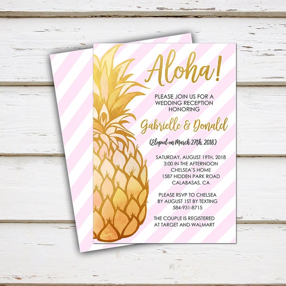 Printable Elopement Reception Invitation Aloha Tropical | Etsy