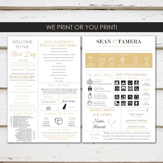 Fun Infographic Wedding Program Unique Wedding Program Fun