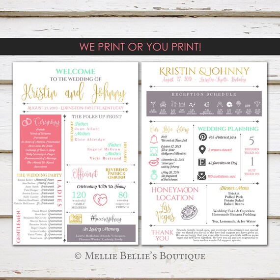 Fun Infographic Wedding Program Unique Wedding Program Fun