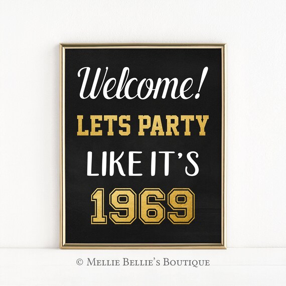 Printable 1969 Class Reunion Sign, Let's Party Like It's 1969, 50th Class Reunion, Welcome Sign, 50 Year Reunion, Digital Chalkboard, MB340 Il_570xn