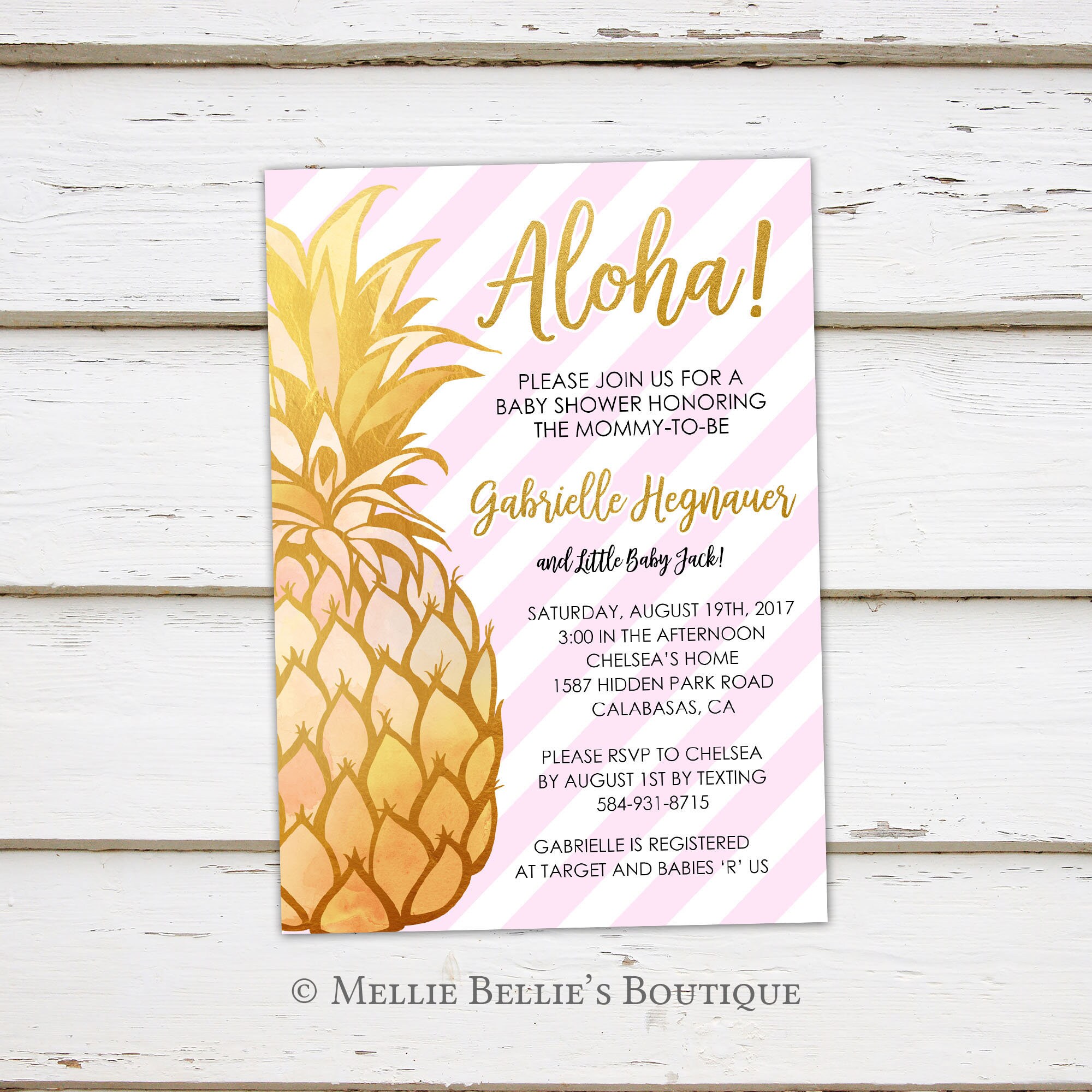Printable Pineapple Baby Shower Invitation Tropical Summer Gold Printable Pineapple Baby Shower Invitation Tropical Summer Gold