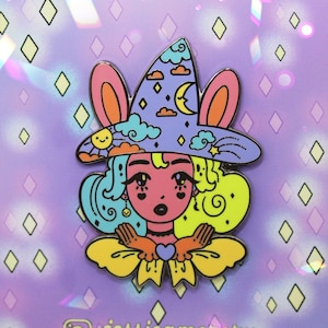 Bunny Witch Pastel Celestial Magical Hard Enamel Pin | Cute Enamel Pin