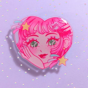 Glittery Magical Girl acryl telefoongreep/inklapbare telefoongreep | Leuke kawaii regenboog levendige neondromen Rainbowcore telefoongreep &lt;3
