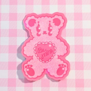 Holographic Love core Bear Vinyl Sticker | Kawaii Cute Valentine's Kitsch Aesthetic Vinyl Sticker
