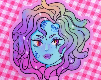 Medusa Cute Colorful Pastel Waterproof Vinyl Sticker
