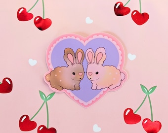Honey Bunny Love Vinyl Sticker | Kawaii Pastel Magical Valentine's Bunny Waterproof Vinyl Sticker