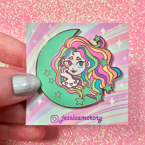 Glow in the Dark Starlite Starbrite Hard Enamel Pin | Celestial Magical Glow in the Dark Stars Cute Enamel Pin