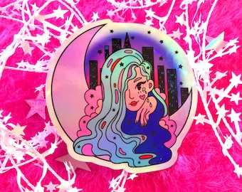 Holographic Vinyl Sticker | Neon River Celestial Magical Waterproof Vinyl Sticker