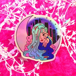 Holographic Vinyl Sticker | Neon River Celestial Magical Waterproof Vinyl Sticker