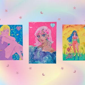 Illustrazioni originali Posca e acquerello Magico estetica colorata