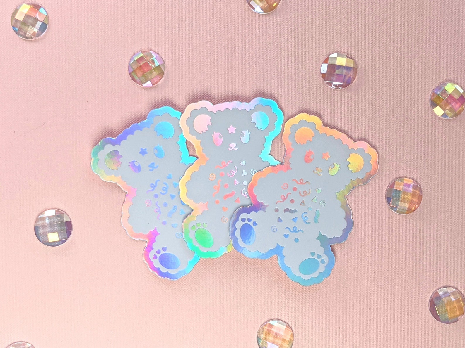 Magical Confetti Bear Holographic Waterproof Vinyl Sticker Etsy
