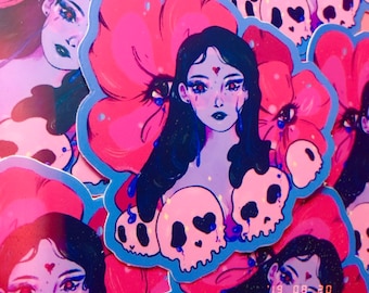 VIOLET Spooky Skulls Necromancer Aesthetic Waterproof Vinyl Sticker