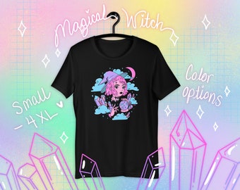 Vaporwave Witch | Magical Pastel Witchy Halloween Cute Unisex Graphic T-Shirt (Ships separately from other shop orders!!)