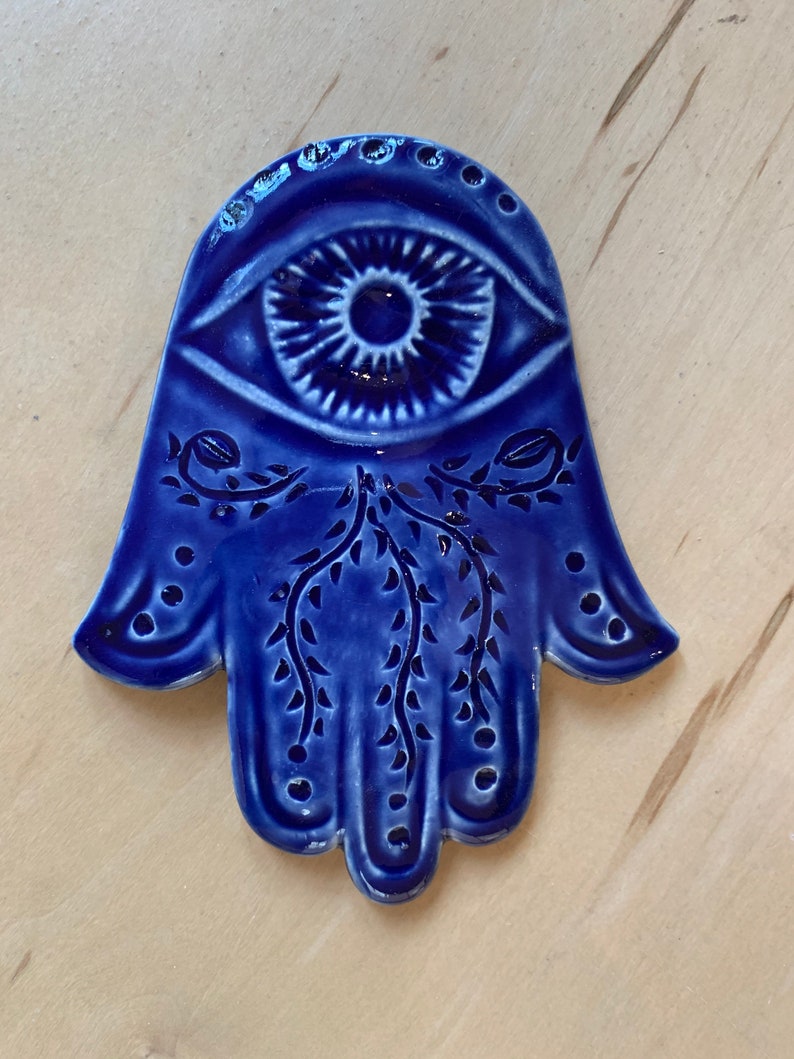 Blue Hamsa Wall Art Chanukkah gift evil eye protection | Etsy