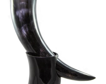 Genuine Viking Drinking Horn with horn stand for beer wine ale mead Christmas gift best gift on etsy birthday gift new year gift