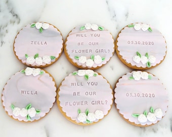 Will you be my  Flower girl? Cookie set (bridesmaid proposal Cook, Baby Shower / Baby announcement / First Birthday Cookies /weddings