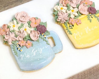 Local pick-Presale Teacher’s appreciation floral mug- 1 personalized cookie (gift for Mother’s Day, grandma’s, hostess gift, Father’s Day