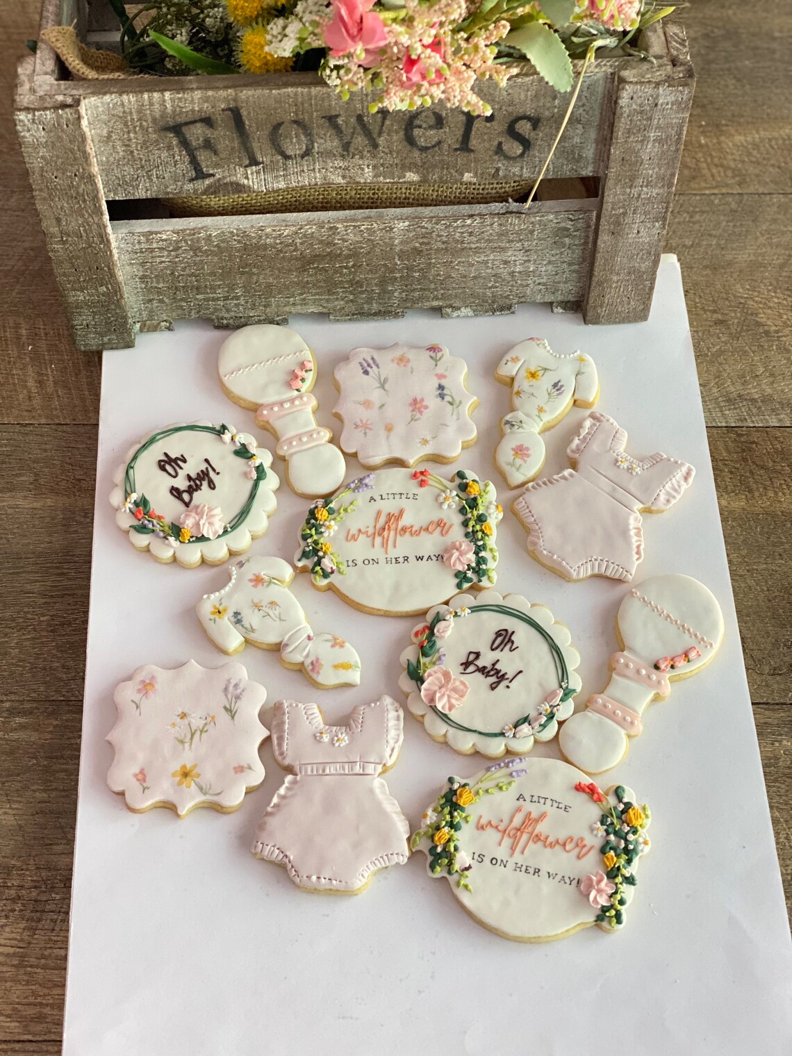 Little Wildflower Baby Shower Cookies 1 Dozen hand Painted Etsy